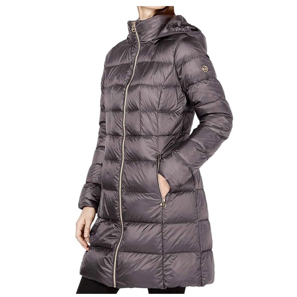 michael kors long packable down jacket